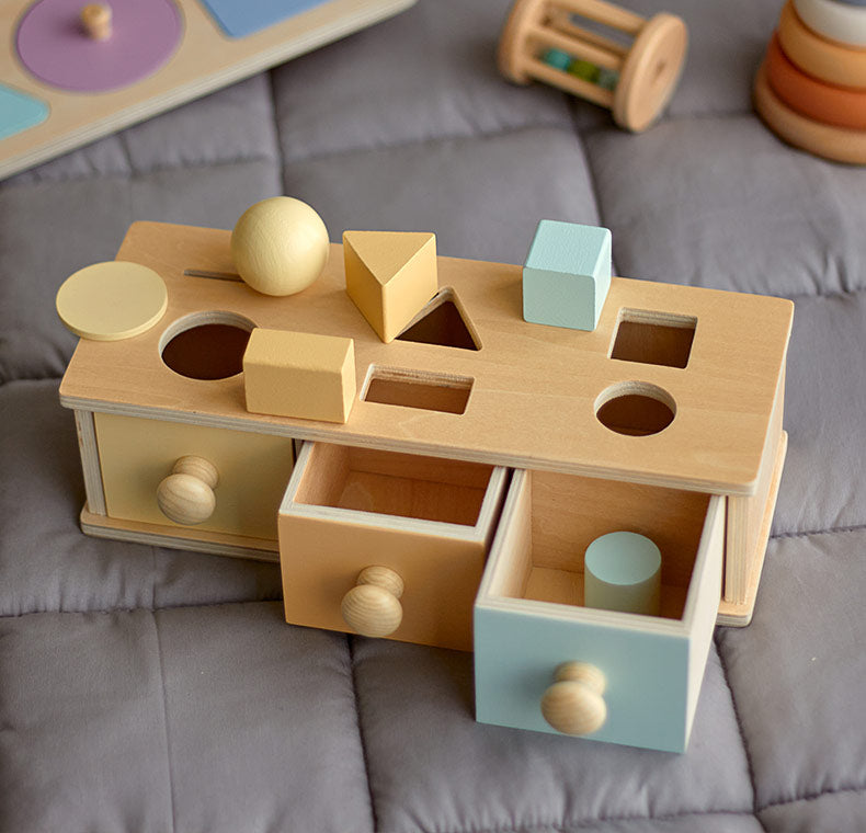 Montessori 3 in 1 Multi-Function Box - Coin Box Shape Sorter for Early Development