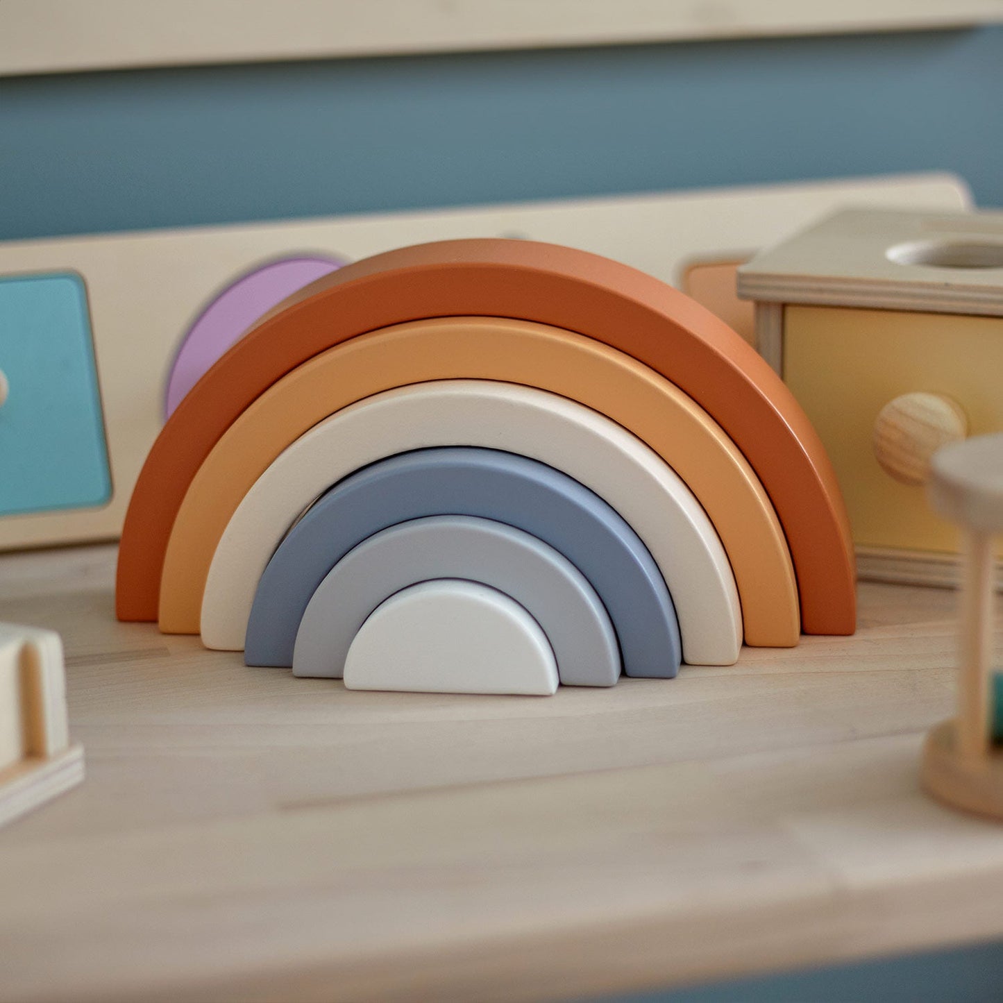 Wooden Rainbow Stacking Toy - A Colorful, Creative, and Engaging Learning Experience