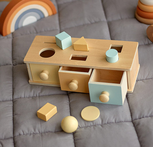 Montessori 3 in 1 Multi-Function Box - Coin Box Shape Sorter for Early Development