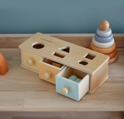 Montessori 3 in 1 Multi-Function Box - Coin Box Shape Sorter for Early Development