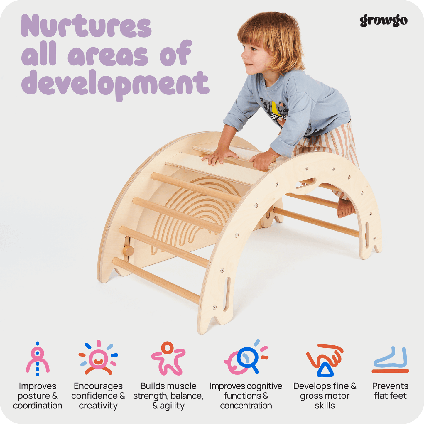 Montessori 4in1 Climbing Arch & Rocker with Tabletop